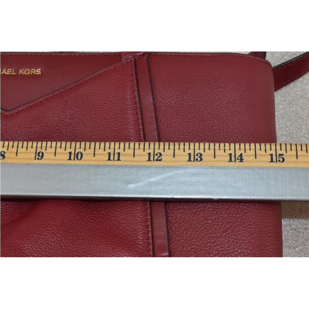 Michael Kors Womens Whitney Red Purse Leather Tote Shoulder Bag - Picture 6 of 16